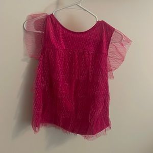 Pink poofy ruffle top